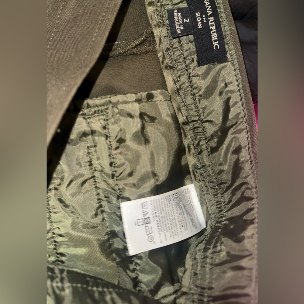 NWOT Banana Republic Sloan Button Olive Heather Trouser Pants Size:2 - Picture 8 of 9